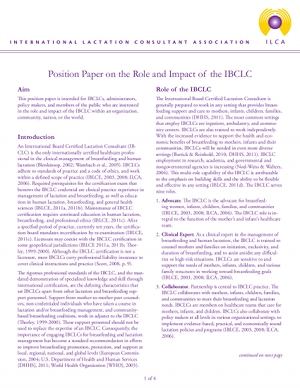 Role and Impact of the IBCLC (PDF)